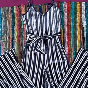 Velvet striped jumpsuit